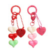 Colorful Resin Love Beads Keychain Pendant Spring Ring Diy Accessories Cute Men and Women
