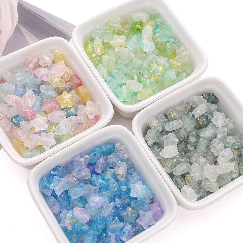 10x9mm Simple Acrylic Golden Five-pointed Star Beads Diy Handmade Bracelet Necklace