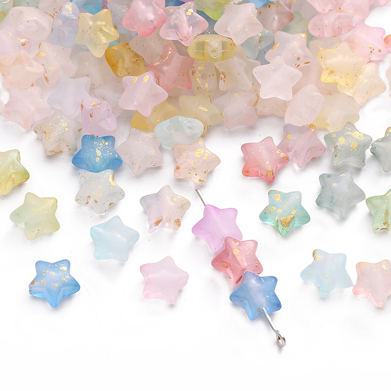 10x9mm Simple Acrylic Golden Five-pointed Star Beads Diy Handmade Bracelet Necklace