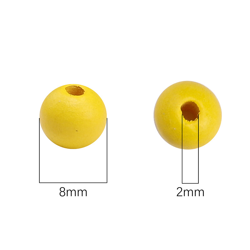 8-10mm Wooden Solid Color Spray Painted Round Beads Handmade Diy Jewelry Accessories