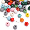 8-10mm Wooden Solid Color Spray Painted Round Beads Handmade Diy Jewelry Accessories