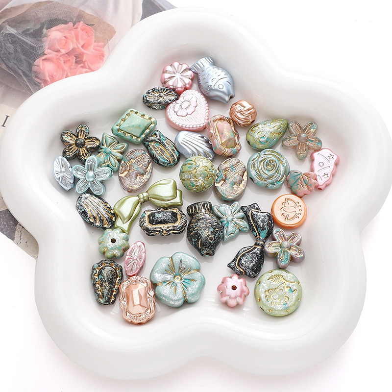 8-29mm Imitation Picasso Gold-painted Loose Beads Irregular Stone Bead Pendant Hand
