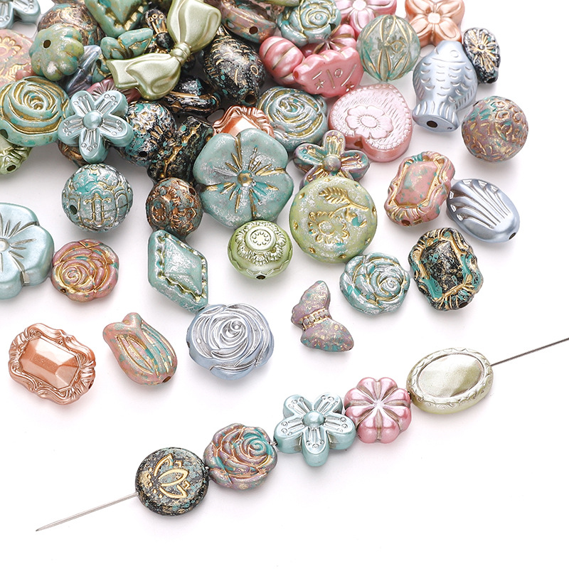 8-29mm Imitation Picasso Gold-painted Loose Beads Irregular Stone Bead Pendant Hand