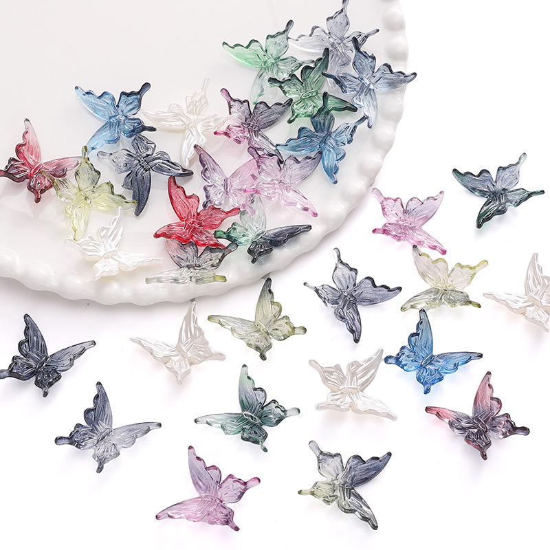 Ab Double Color Butterfly Accessories Hand String Beads Spacer Homemade Diy Jewelry