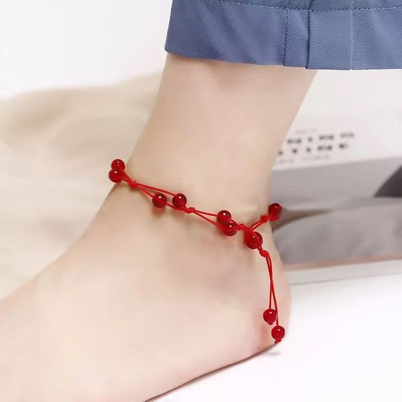 Anklet Female Bell Red Rope Hand-woven Student Couple Personality Aesthetic and Exquisite