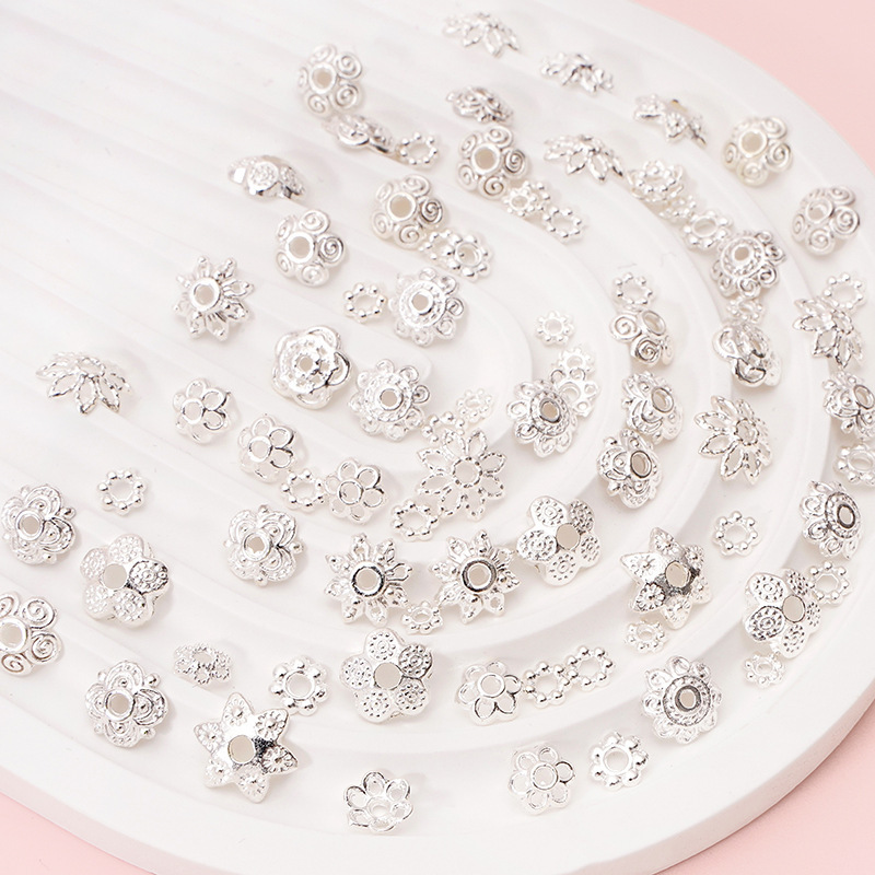 Silver Alloy Flower Holder Lotus Beaded Spacer Diy Bracelet Necklace Cap Handmade Jewelry