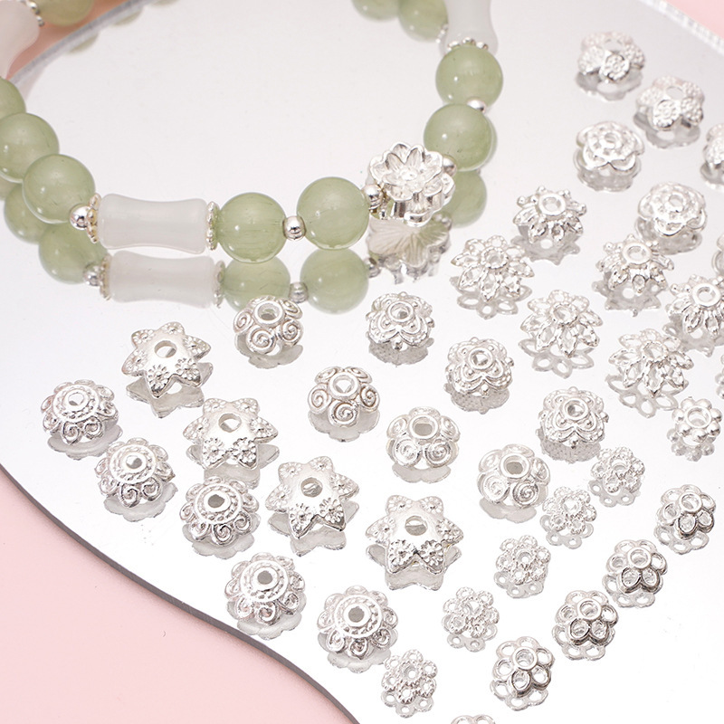 Silver Alloy Flower Holder Lotus Beaded Spacer Diy Bracelet Necklace Cap Handmade Jewelry