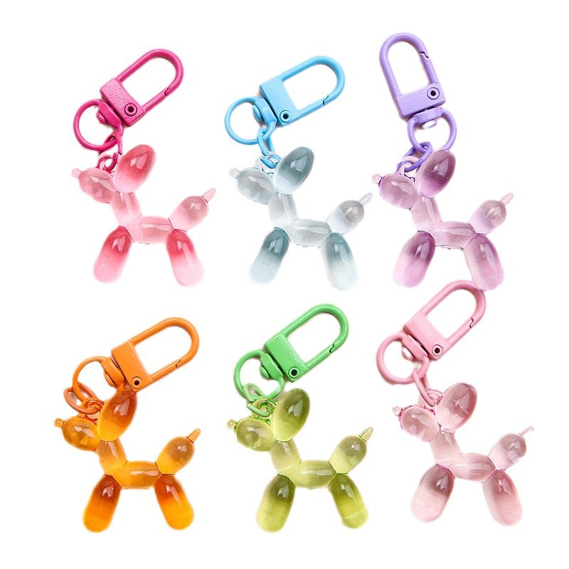 Mini Transparent Balloon Dog Pendant Colorful Cartoon Puppy Keychain Mobile Phone Chain