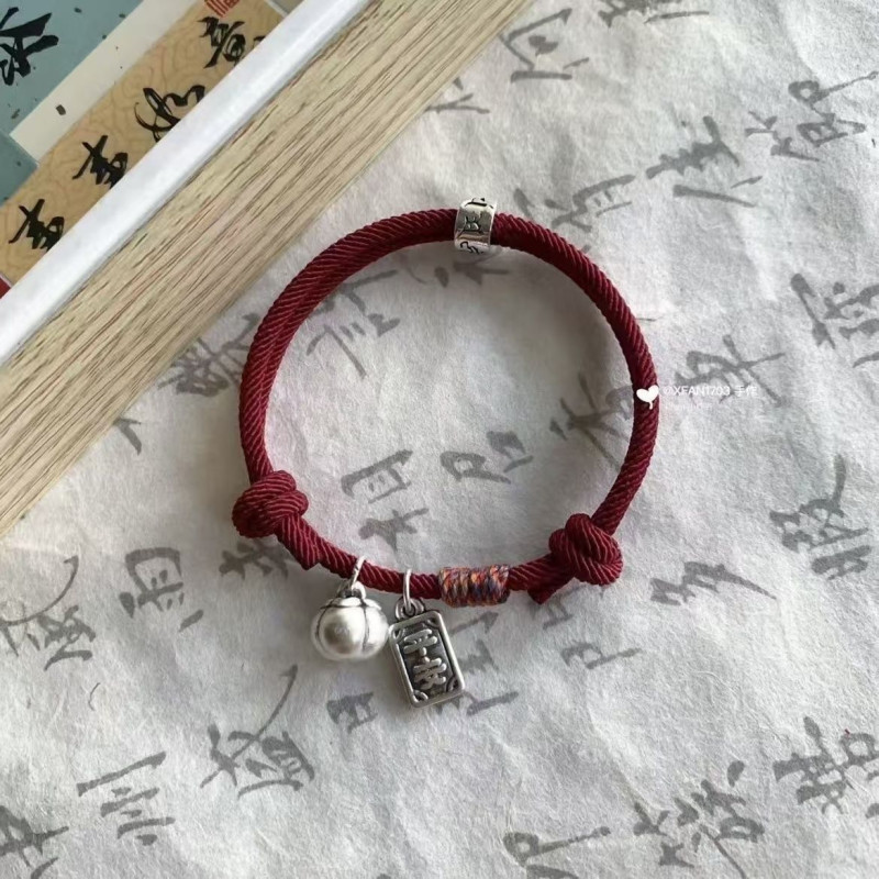 Shishi Ruyi Handmade Six-character Braided Sterling Silver Tibetan Style Adjustable