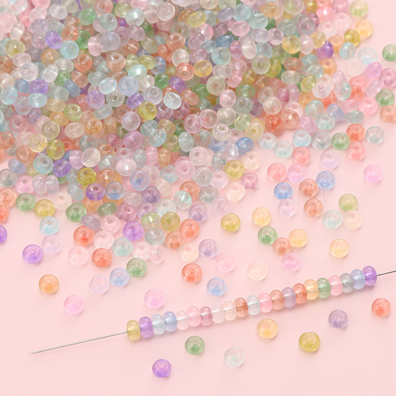 2x4mm Domestic Glass Rice Beads Abacus Ice Transparent Imitation Jade Loose Handmade Diy