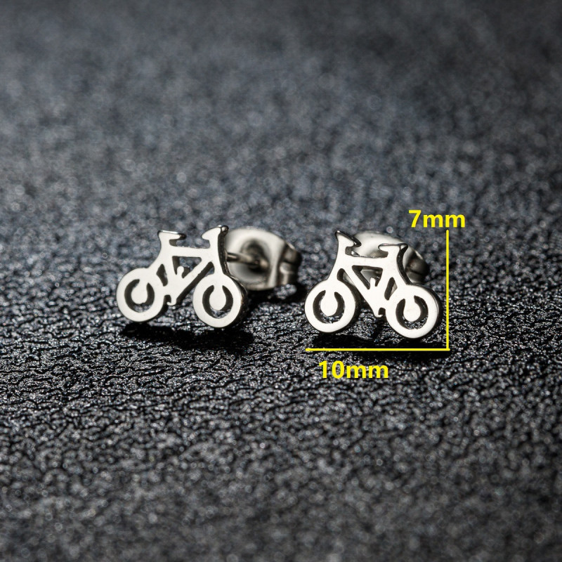 Stainless Steel Earrings for Women Korean Fashion Cute Mini Bicycle Simple
