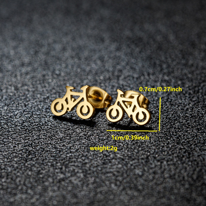 Stainless Steel Earrings for Women Korean Fashion Cute Mini Bicycle Simple