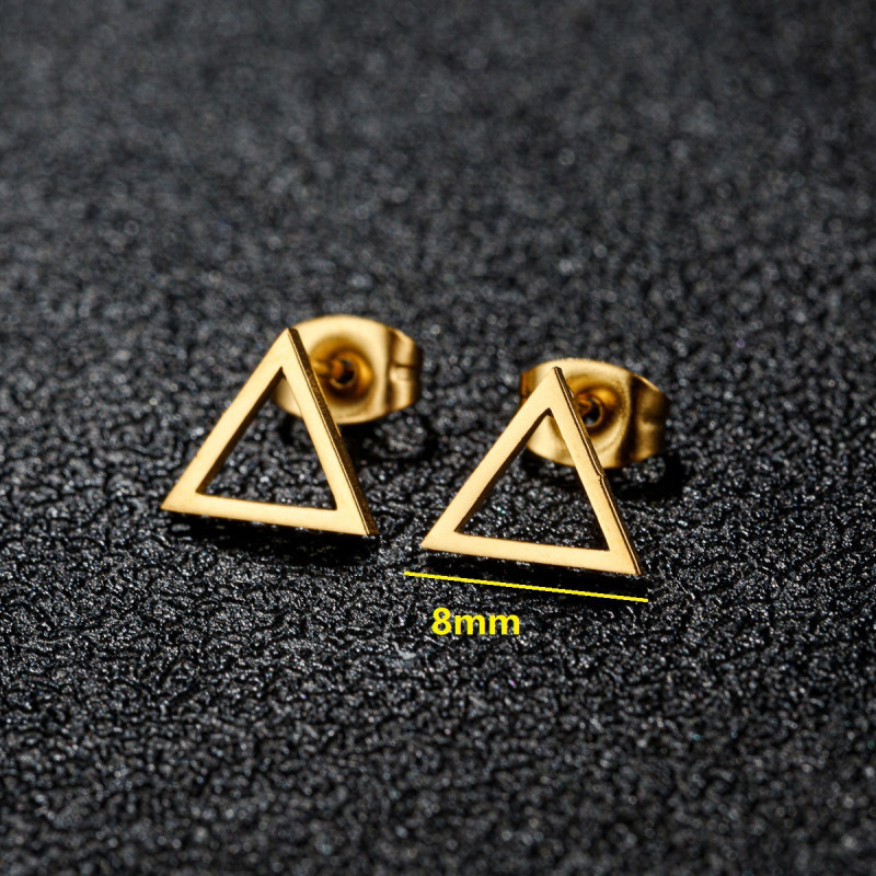 Stainless Steel Cut Geometric Triangle Earrings for Men and Women Simple Niche Light