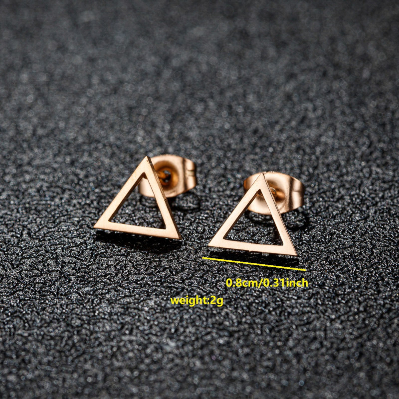 Stainless Steel Cut Geometric Triangle Earrings for Men and Women Simple Niche Light