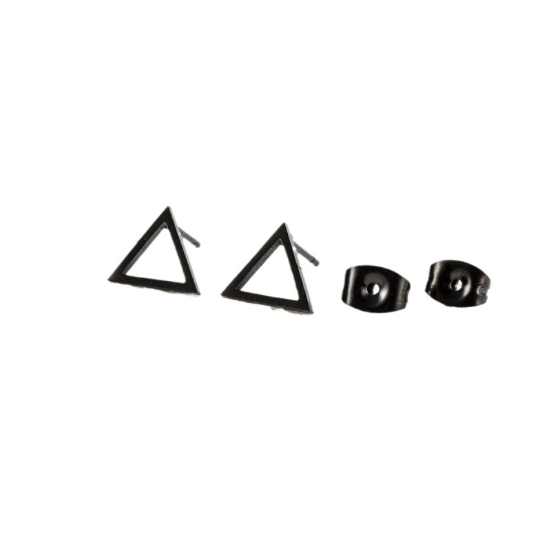 Stainless Steel Cut Geometric Triangle Earrings for Men and Women Simple Niche Light