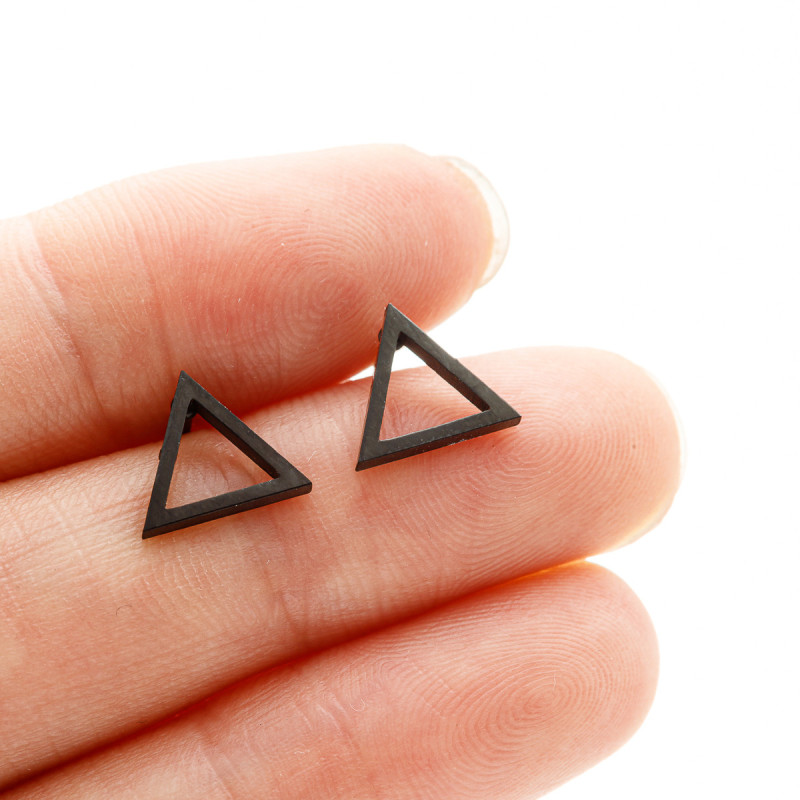 Stainless Steel Cut Geometric Triangle Earrings for Men and Women Simple Niche Light