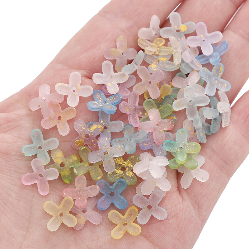 9mm Acrylic Dot Gold Beads Four-petal Flower Handmade Diy Bracelet Necklace Mobile Phone