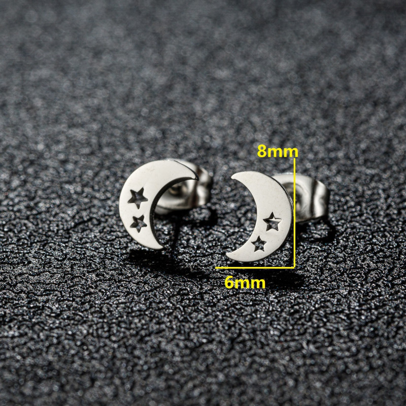 Fashion Star and Moon Earrings Ins Mini Simple Stainless Steel Cutting Jewelry