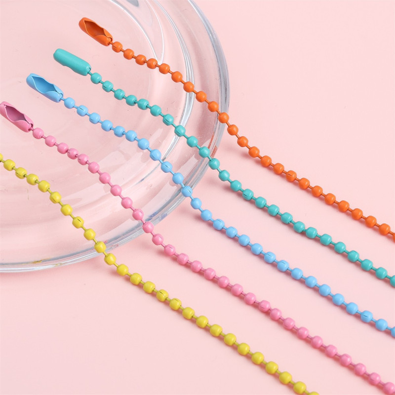 12cm Metal Chain Candy Color Wave Bead Diy Jewelry Accessories Tag Key Pendant Material
