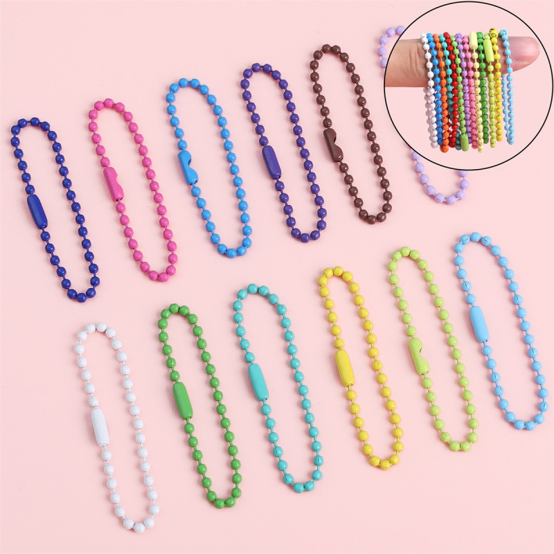 12cm Metal Chain Candy Color Wave Bead Diy Jewelry Accessories Tag Key Pendant Material