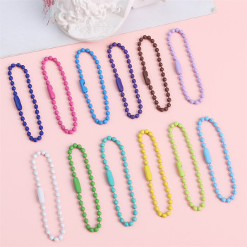 12cm Metal Chain Candy Color Wave Bead Diy Jewelry Accessories Tag Key Pendant Material