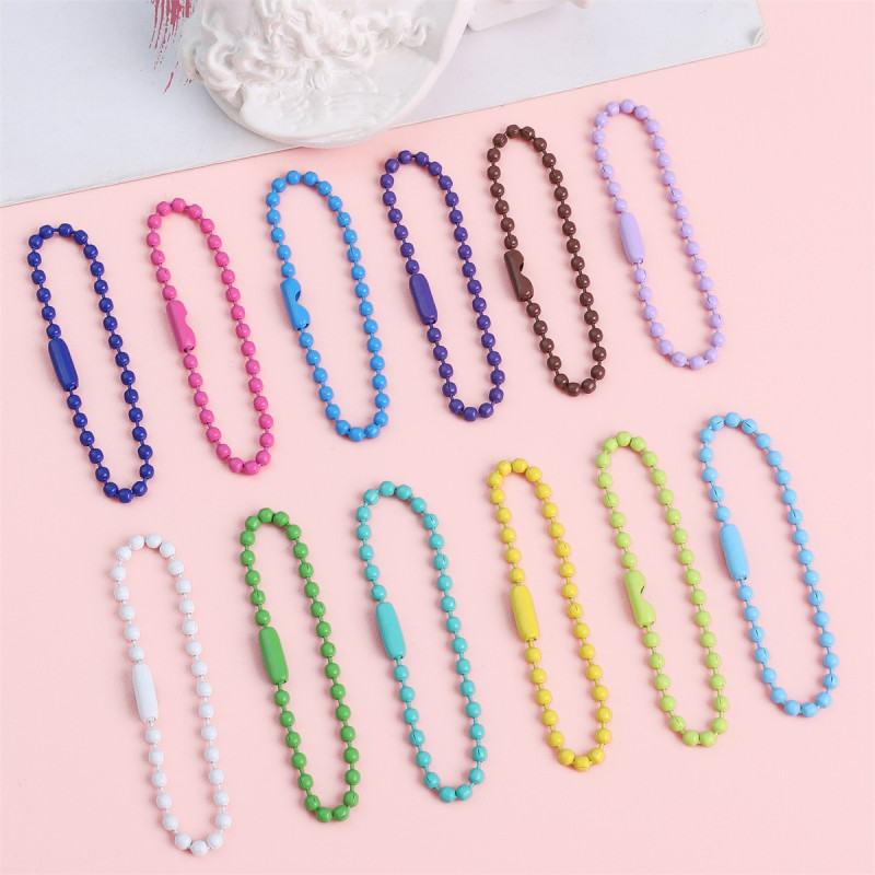 12cm Metal Chain Candy Color Wave Bead Diy Jewelry Accessories Tag Key Pendant Material