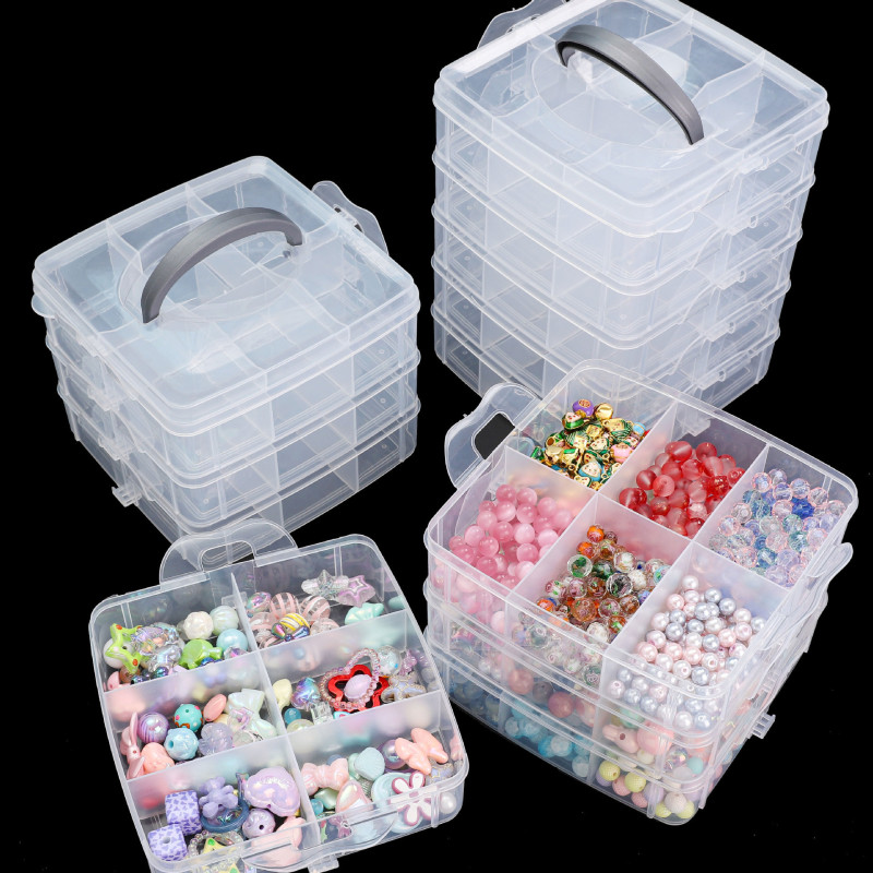 Transparent Plastic Multi-level Detachable Jewelry Storage Box Earrings Ring Lego Toy Box
