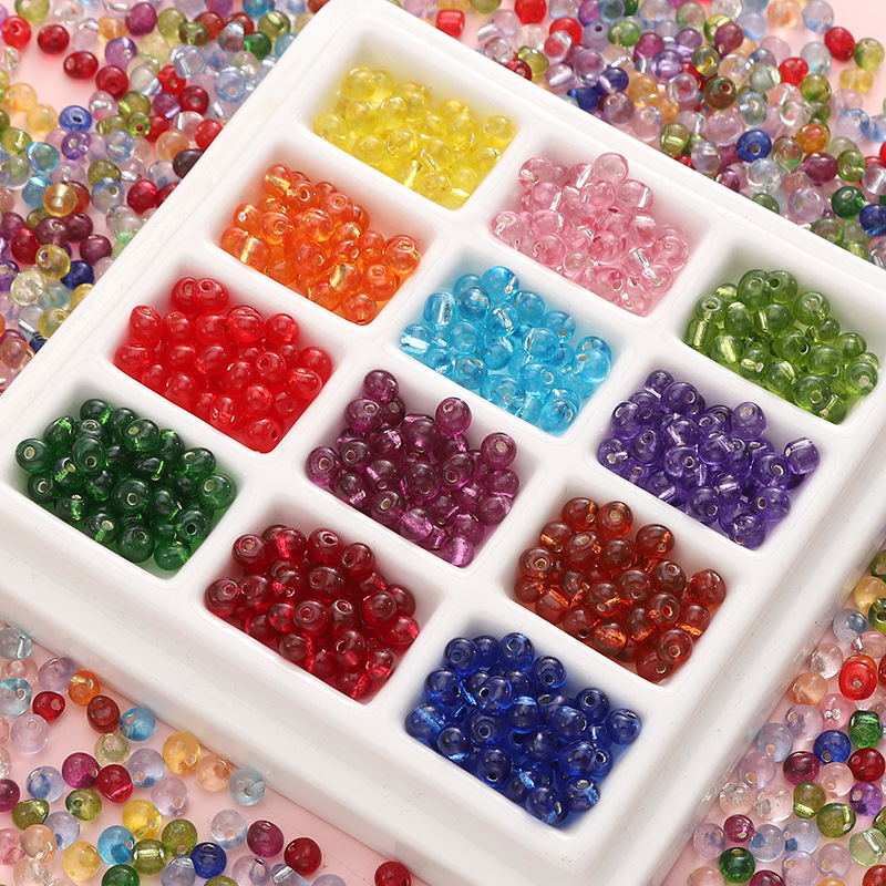 4mm Domestic Super High Quality Glass Rice Beads Water Drip Irrigation Silver Paint Round