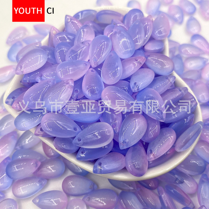 Glass Beads 8*14mm Water Drop Pendant Flat Diy Jewelry Accessories Hole Material Loose