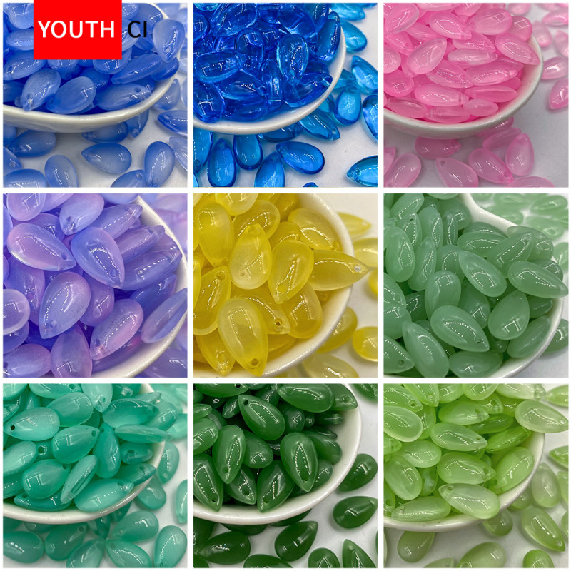 Glass Beads 8*14mm Water Drop Pendant Flat Diy Jewelry Accessories Hole Material Loose