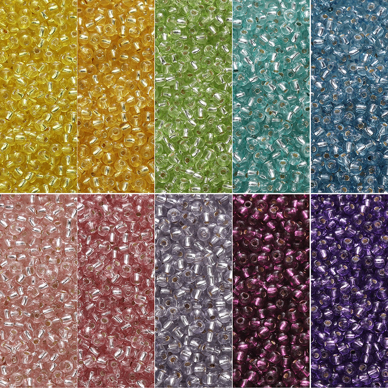 3mm Domestic Super High-quality Glass Rice Beads Filled with Silver and Painted Round