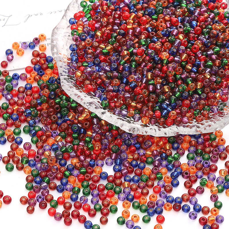 3mm Domestic Super High-quality Glass Rice Beads Filled with Silver and Painted Round