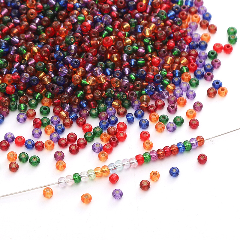 3mm Domestic Super High-quality Glass Rice Beads Filled with Silver and Painted Round