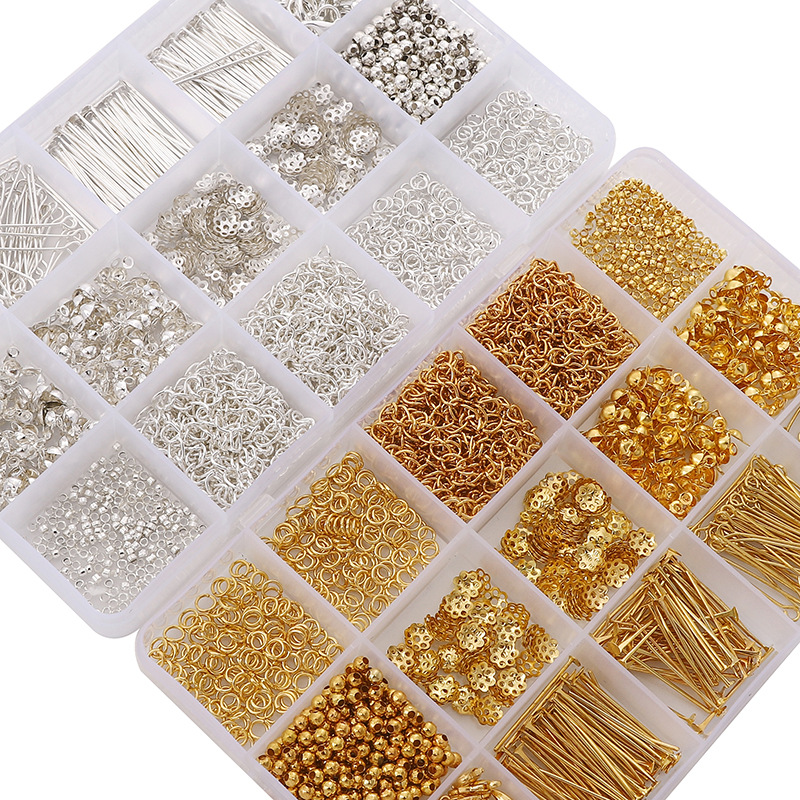 15 Grid Boxed Diy Metal Accessories Material Set Earrings Ear Hooks Bracelet Necklace