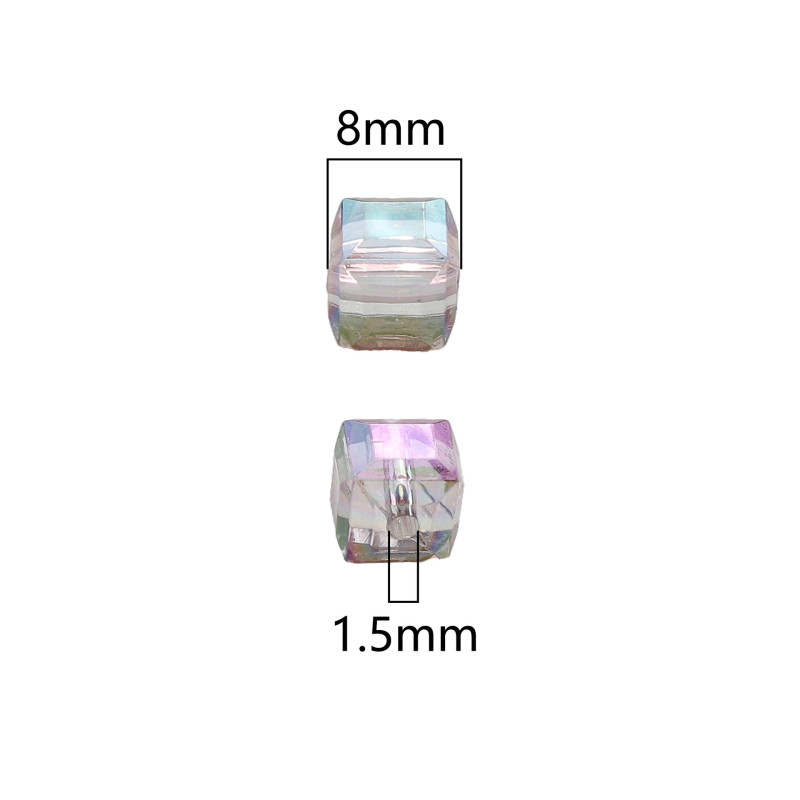 Acrylic 8mm Phantom Imitation Glass Square Beads Handmade Diy Accessories Loose Hand
