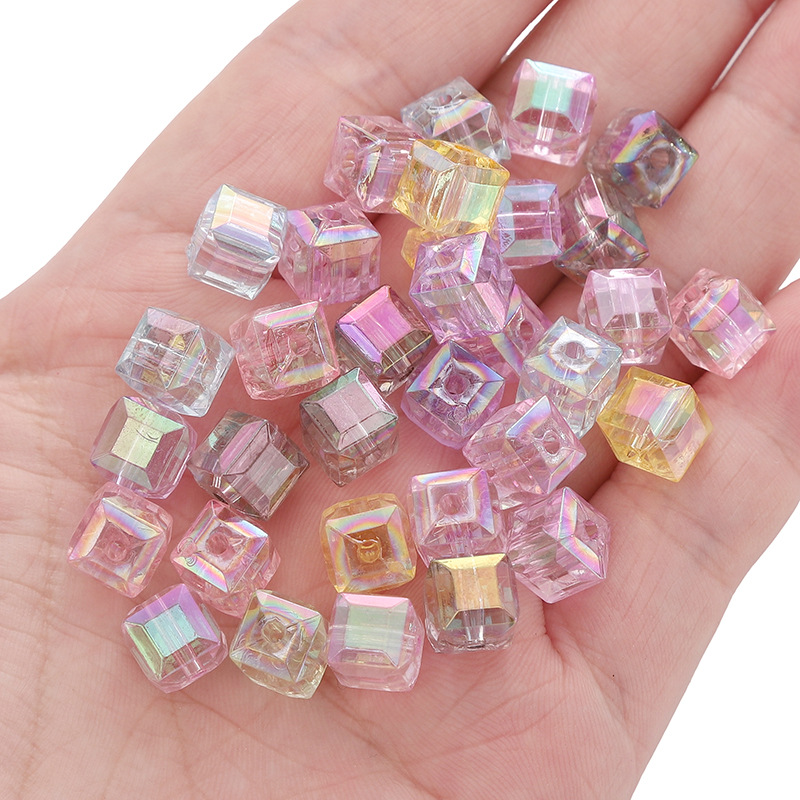 Acrylic 8mm Phantom Imitation Glass Square Beads Handmade Diy Accessories Loose Hand