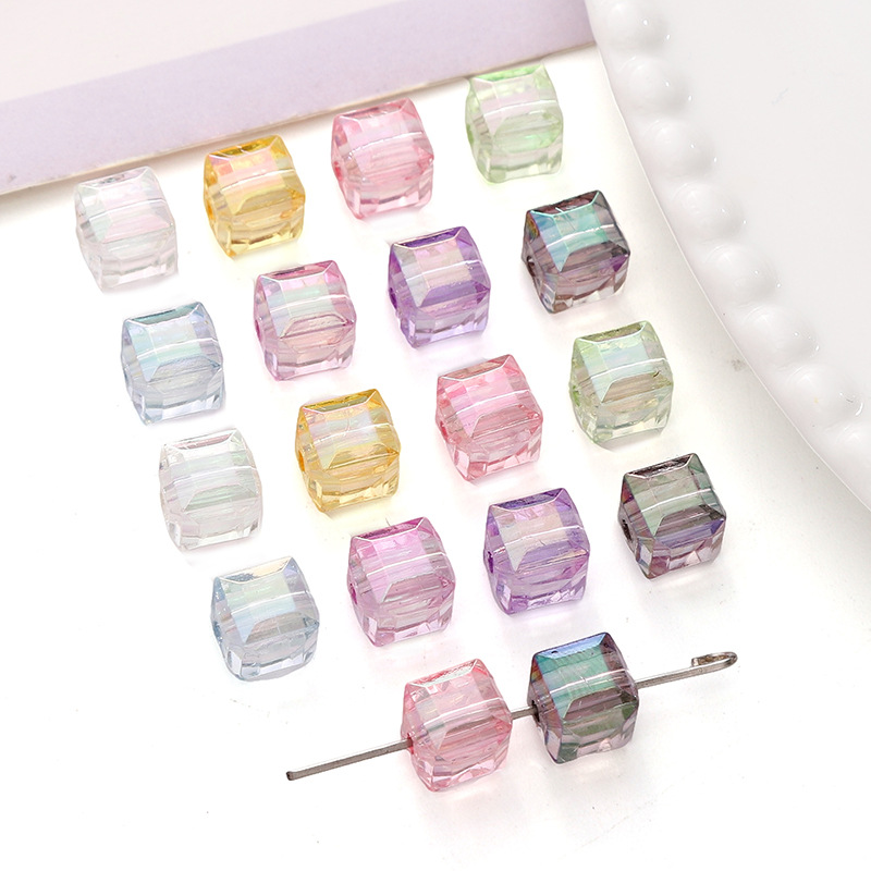 Acrylic 8mm Phantom Imitation Glass Square Beads Handmade Diy Accessories Loose Hand