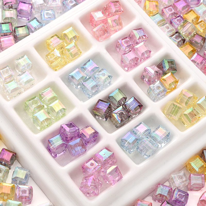 Acrylic 8mm Phantom Imitation Glass Square Beads Handmade Diy Accessories Loose Hand