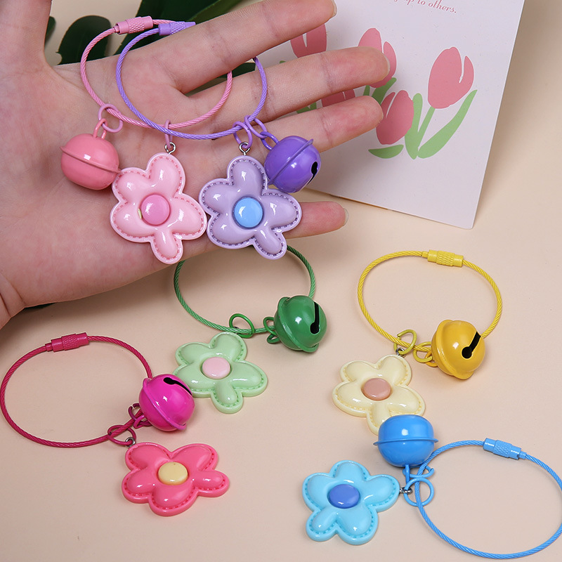 Five-petal Candy-colored Flower Keychain Dopamine Diy Accessories Bag Pendant School Bag