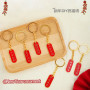 Creative Style Text Metal Key Chain with Flattened Circle Four-section Key Pendant Red