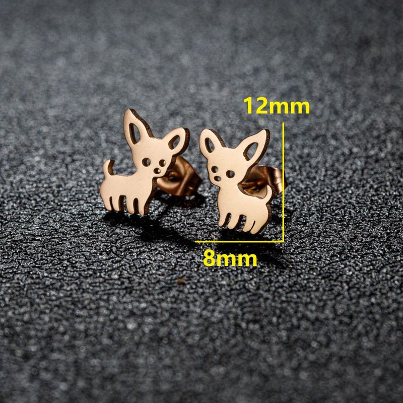 Cartoon Cute Little Animal Dog Earrings Ins Fashion Stainless Steel Simple Piercing Bone