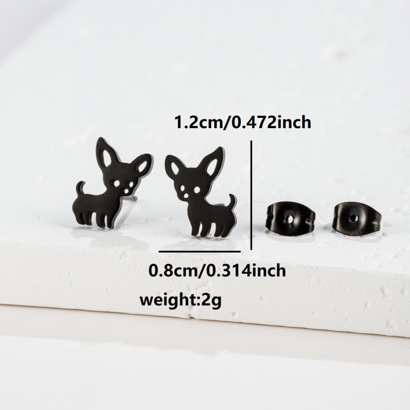 Cartoon Cute Little Animal Dog Earrings Ins Fashion Stainless Steel Simple Piercing Bone