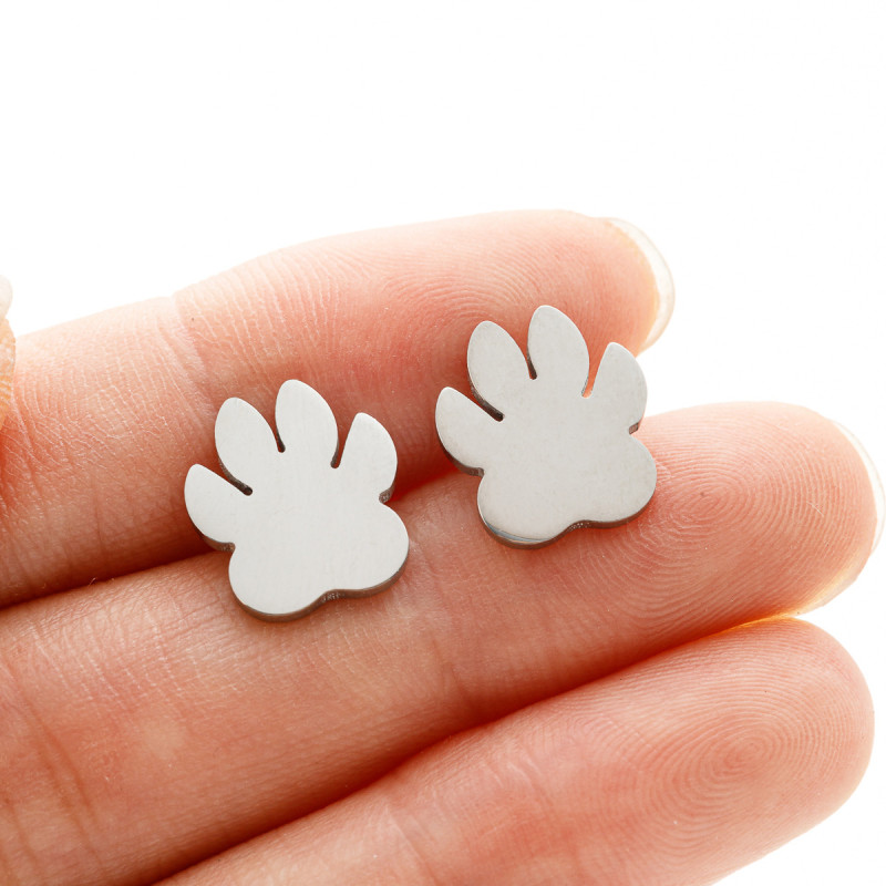 Stainless Steel Fashion Jewelry Ins Simple Cute Bear Paw Animal Footprint Cat Paw