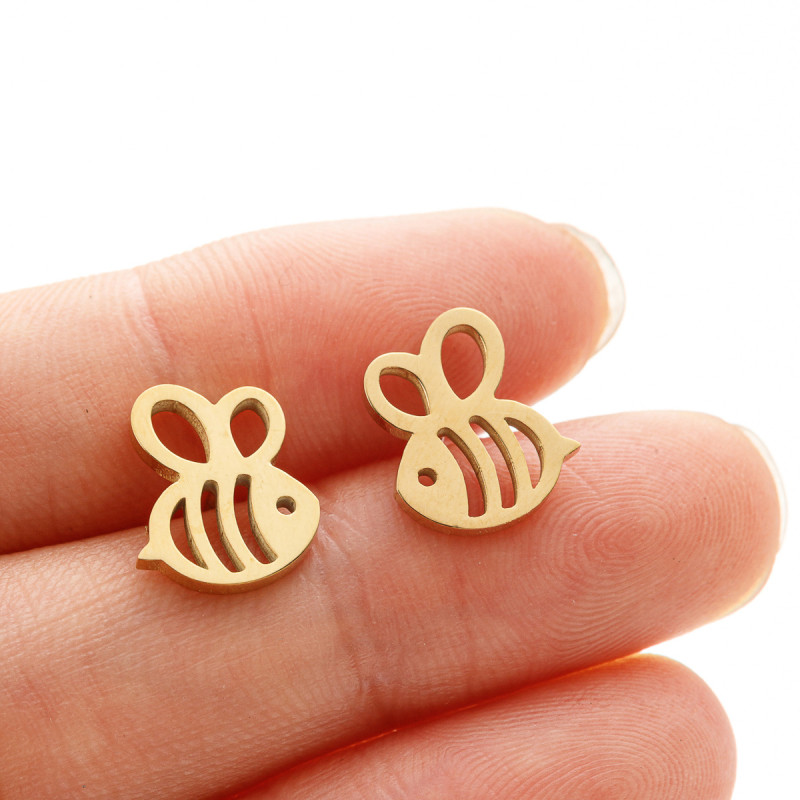 2025 Spring New Stainless Steel Cut Simple Cartoon Bee Earrings E-commerce Accessories