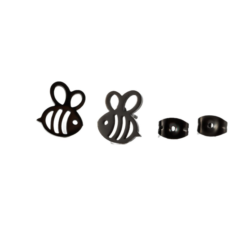 2025 Spring New Stainless Steel Cut Simple Cartoon Bee Earrings E-commerce Accessories