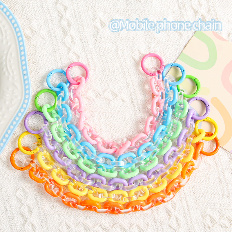 Dopamine Color Acrylic Chain Buckle with Spring Mobile Phone Key Colorful Versatile Bag