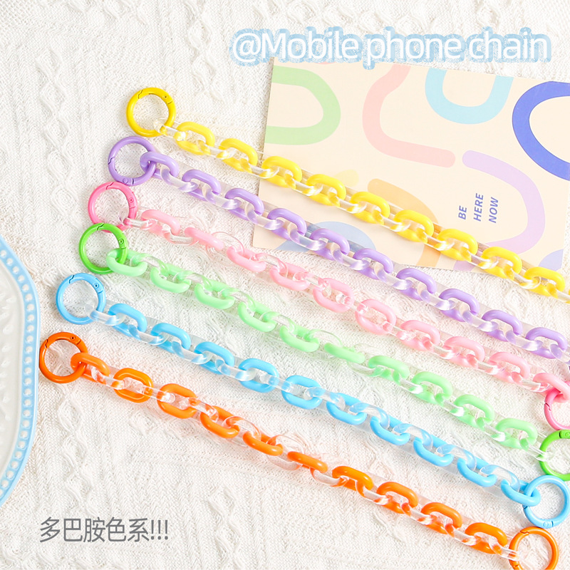 Dopamine Color Acrylic Chain Buckle with Spring Mobile Phone Key Colorful Versatile Bag