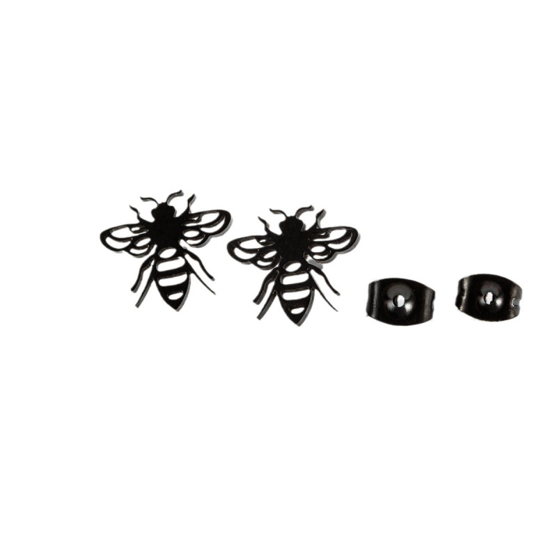 European and American Stainless Steel Cutting Hollow Little Bee Earrings Ins Fashion