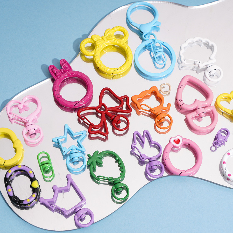 Candy Color Open Spring Ring Round Buckle Keychain Handmade Diy Bag Hook Mobile Phone