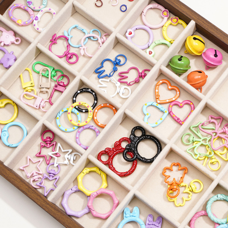 Candy Color Open Spring Ring Round Buckle Keychain Handmade Diy Bag Hook Mobile Phone